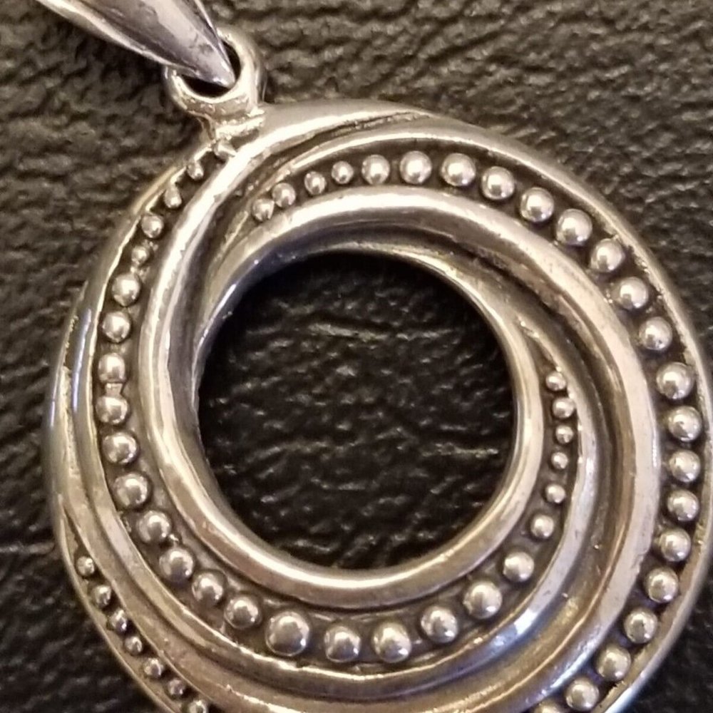 Solid 925 Sterling Silver Oxidized Round Open Cir… - image 2